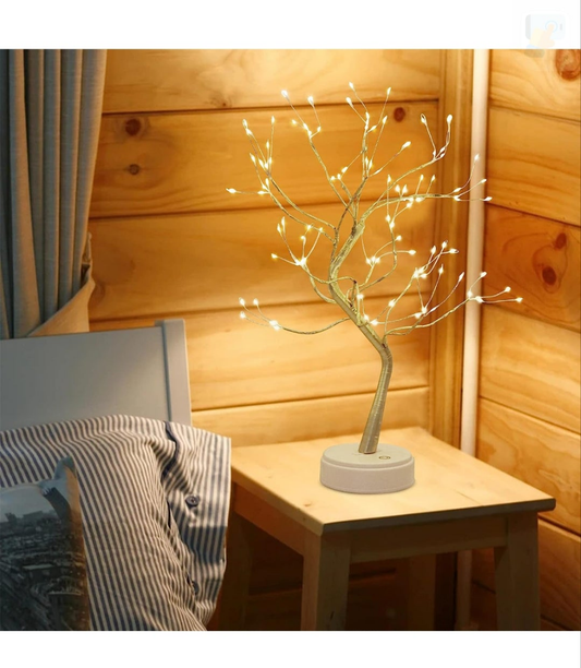 Kinamy Albero Bonsai LED, LED Albero Bonsai Lampada da Tavolo, 8 Modalità di Luce e Funzionamento Del Telecomando e Timer, Perfetto per Regalare Decorazioni per Feste Festive - Rami d'argento