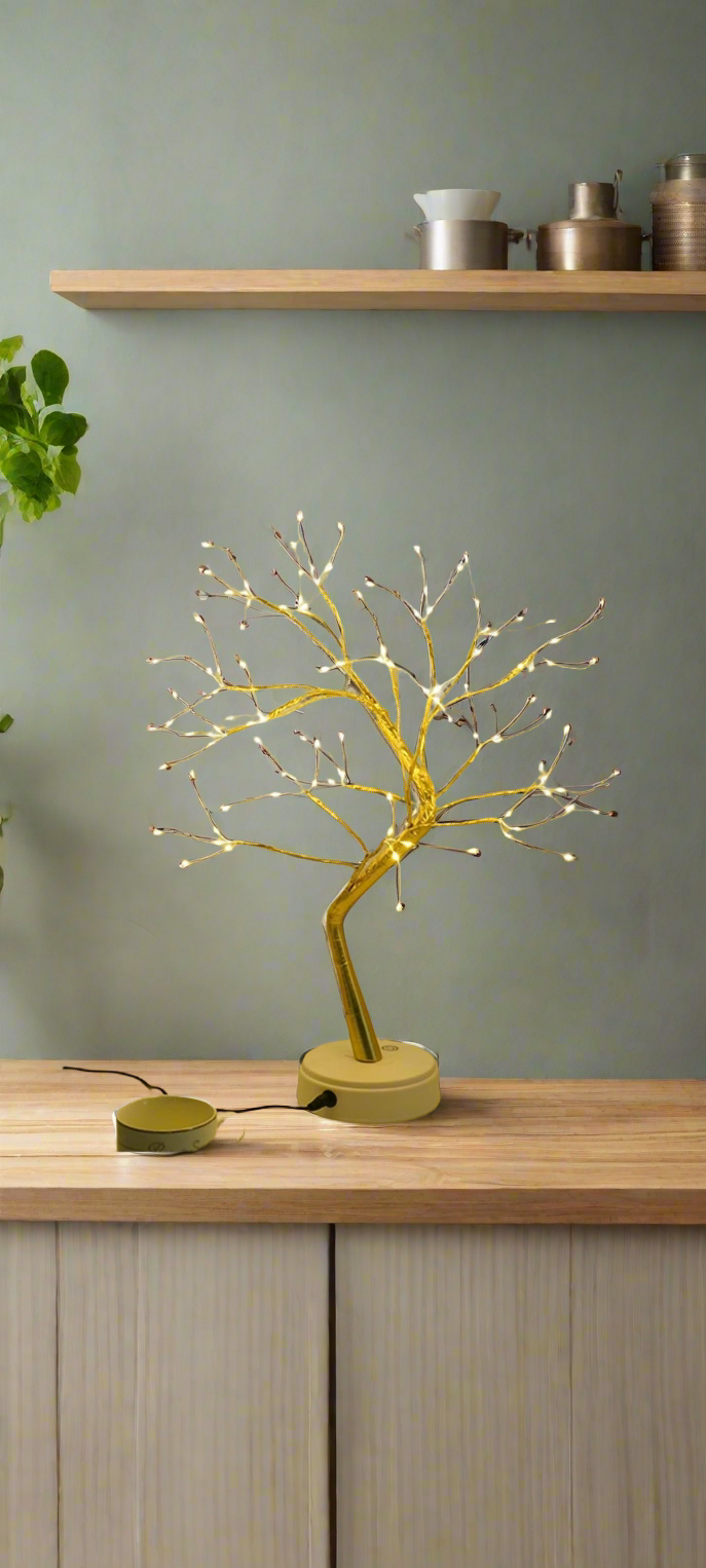 Kinamy Albero Bonsai LED, LED Albero Bonsai Lampada da Tavolo, 8 Modalità di Luce e Funzionamento Del Telecomando e Timer, Perfetto per Regalare Decorazioni per Feste Festive - Rami d'argento