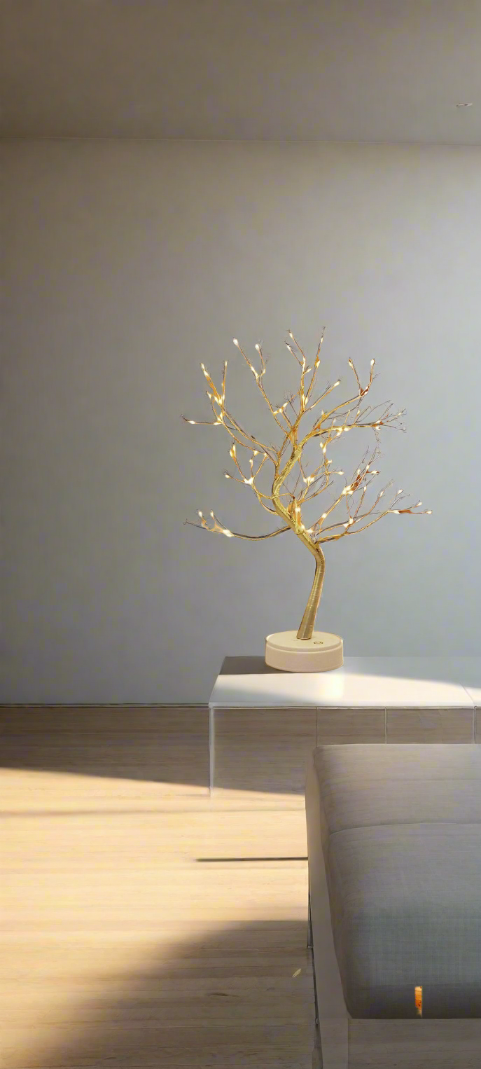 Kinamy Albero Bonsai LED, LED Albero Bonsai Lampada da Tavolo, 8 Modalità di Luce e Funzionamento Del Telecomando e Timer, Perfetto per Regalare Decorazioni per Feste Festive - Rami d'argento