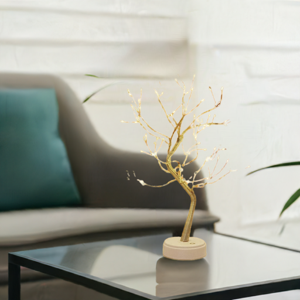 Kinamy Albero Bonsai LED, LED Albero Bonsai Lampada da Tavolo, 8 Modalità di Luce e Funzionamento Del Telecomando e Timer, Perfetto per Regalare Decorazioni per Feste Festive - Rami d'argento